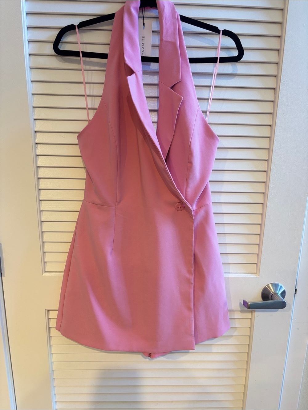 Dynamite Pink Halter Blazer Mini Dress